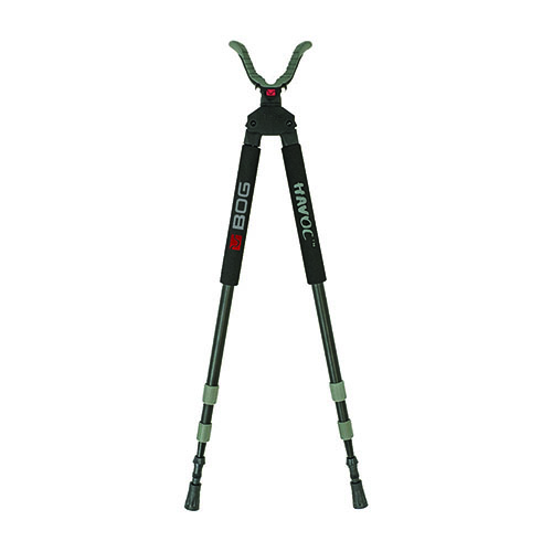 BOG Havoc Series Shooting Stick er lett og bærbar, med holdbare twist-style benlås og USR shooting yoke for 360 graders komfort og stabilitet i jakten.