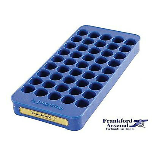 Frankford Arsenal® Perfect Fit Reloading Tray #4s gir en presis passform for individuelle kalibre med hulldiameter på 0,44 og dybde på 0,4 for effektiv ompakking.