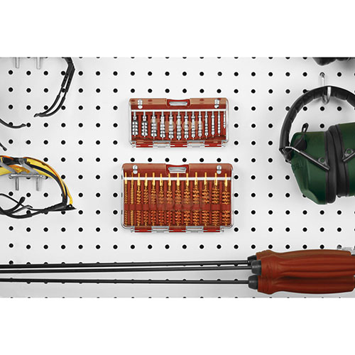 Tipton Ultra Jag / Brush Set er et 13-delt kaliber-spesifikt sett med børster, pakket i en slitesterk boks med merket rom, som dekker .17 - .45 kaliber.