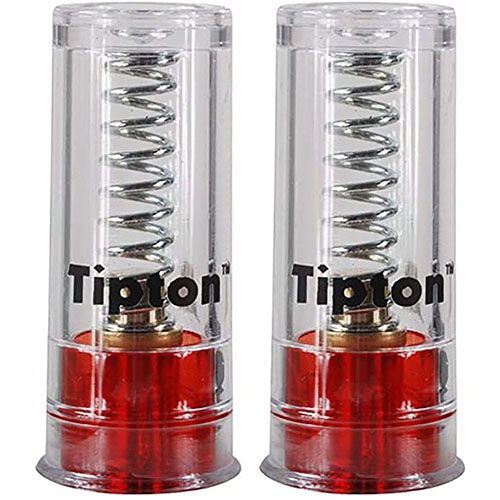 Tipton Snap Caps for 12 Gauge beskytter tennstiften ved tørrtrening, justering av avtrekk og avlastning av hammerfjærer under lagring.
