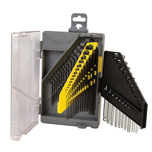 Wheeler 45-delt SAE/Metric Hex & Torx nøkkelsett gir enkel organisering av verktøyene dine, sparer plass og gjør det enkelt å finne riktig størrelse.