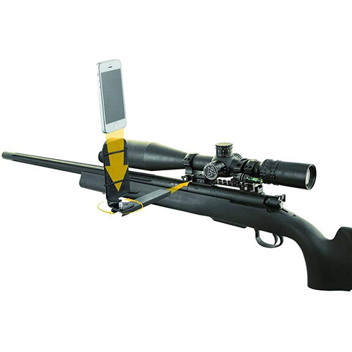 Caldwell Pic Rail Phone Mount lar deg feste smarttelefonen din på picatinny rail for unike opptak og enkel visning av ballistikkdata, med justerbar vinkel og solid aluminiumkonstruksjon.