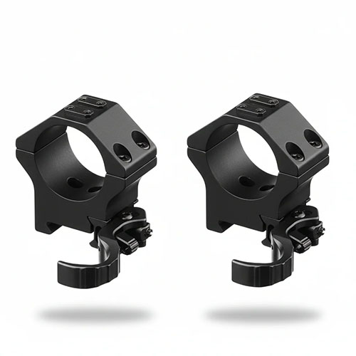ERATAC Two-Piece Ring Mounts i høyfast aluminium med justerbare QD sikkerhetsheiser, perfekt for Picatinny rails og med 25 mm ringbredde for maksimal modularitet.