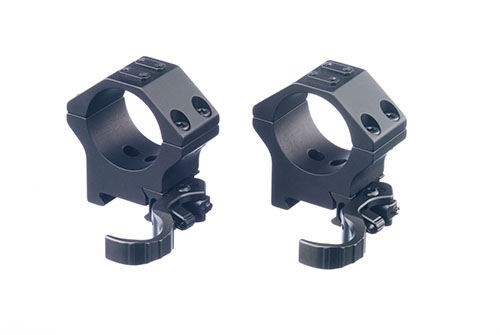 ERATAC Ring Mounts, laget av flykvalitets aluminium, tilbyr justerbare sikkerhetsheiser, rask montering med QD-system og 25 mm ringbredde for ekstra tilbehør.