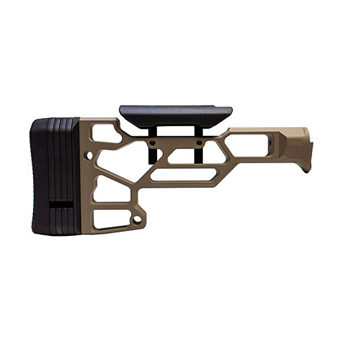 MDT Skeleton Rifle Stock Lite har justerbar lengde på trekk og justerbart kinnstøtte for optimal tilpasning. Passer TAC21, LSS-XL og HS3 chassiser.