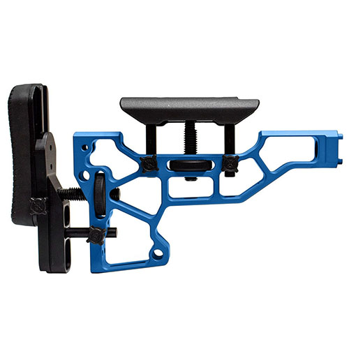 MDT Skeleton Rifle Stock gir verktøyløs justering for optimal komfort og ytelse. Justering av cheek riser og buttpad for perfekt tilpasning. Passer ACC og ESS chassiser.