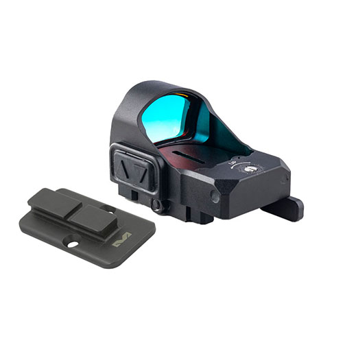 MEPRO microRDS gir rask måletaking med en kompakt rødpunktoptikk, enkel montering uten behov for gunsmith, og backup med TruDot™ selvbelysende sikte.