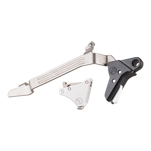 Timney Alpha Competition Trigger for Glock Gen 5 gir en 3lbs avtrekk, høy pålitelighet, lav friksjon og krever ingen ekstra deler for enkel installasjon.