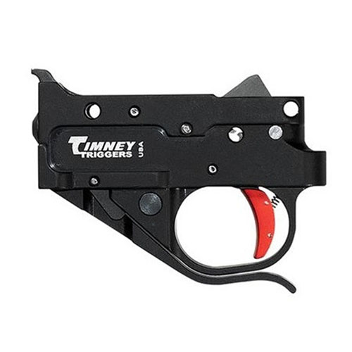 RUGER 1022 Trigger Complete Assembly fra TIMNEY gir en pålitelig ytelse med en fabrikkinnstilt avtrekksvekt på 2,75 lbs, svart hus og rød avtrekker.