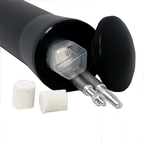 VFG Pistol Cleaning Rod er laget av rustfritt stål eller lett aluminium, med ergonomisk håndtak og kulelager for enkel rengjøring av våpen fra kaliber .22.