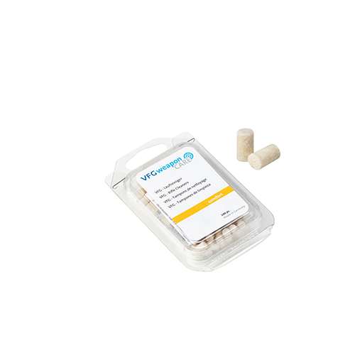 VFG COMFORT barrel cleaner er perfekt for lettere smuss, oljing og avfetting. Inneholder 100 stk. for kaliber 4-4.5mm - effektiv og enkel rengjøring.