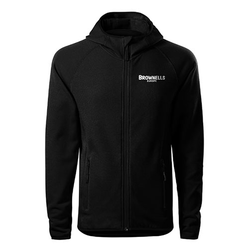Brownells Europe Fleece Unisex er laget av hurtigtørkende stretchstoff, har en komfortabel passform, raglanermer for bevegelsesfrihet og en praktisk hette.