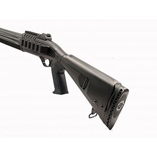 Urbino pistolgrepstokk for Beretta 1301 har en kortere lengde på 12,5" for optimal tilpasning med kroppsrustning og inkluderer støtdempende gummigrep.