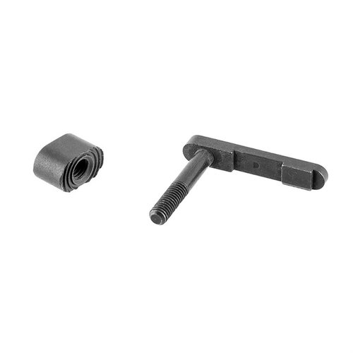 AR-15 magasinutløseren fra Brownells har en svart oksidbehandling og en frest knapp, med presisjonsmaskinert lås og svajet stang for pålitelig drift.