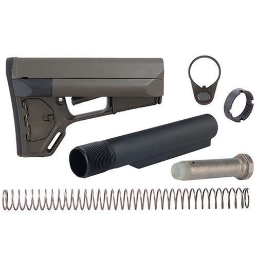 AR-15 ACS Stock gir ekstra lagringsmuligheter, komfortabel cheekweld og et avansert dobbel-låsingssystem, perfekt for taktiske operasjoner.