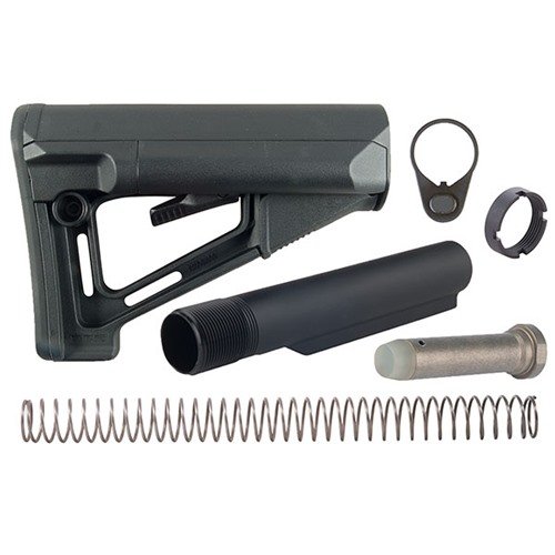 STR buttstock har vanntette lagringsrom, bedre komfort med bredere cheekweld, og minimal wobble for en solid følelse. Inkluderer Mil-Spec buffer tube.