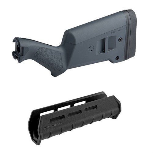 SGA er en tilpassbar kolbe for Remington 870, mens M-LOK forenden gir lettvekt og tilpasning med M-LOK tilbehør for optimal bruk.