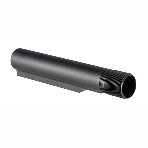 Brownells AR-15/M16 Mil-Spec 6-posisjon buffer tube gir perfekt passform for justerbare stokk, laget av lett 7075 aluminium med slitesterk svart finish.