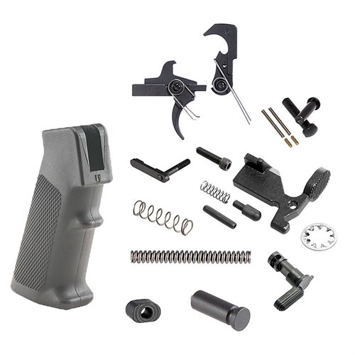 Brownells BRN-180 LOWER PARTS KIT gir deg alt du trenger for å oppgradere din rifle, inkludert kvalitetsdeler som CMMG Trigger og sikkerhetsvelger.