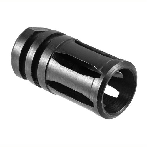 AR-15 A1 Flash Hider i 22 kaliber med 1/2-28 gjenger, laget av 4140 stål med svart oksidbehandling for optimal ytelse og holdbarhet.