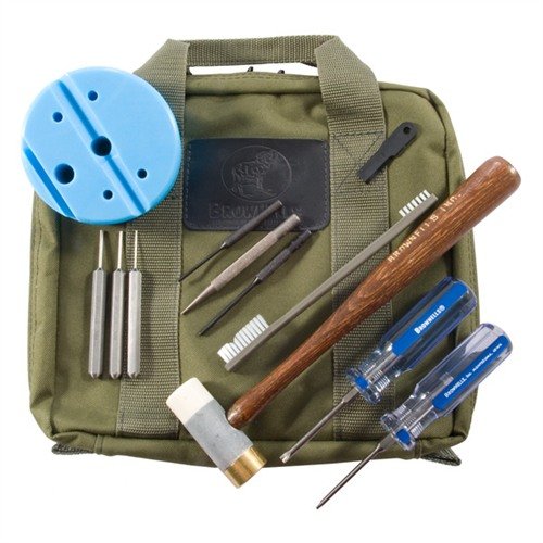 Brownells Pistol Field Pack for Smith & Wesson M&P tilbyr et komplett verktøysett i en slitesterk, vann- og ripebestandig Cordura-bag for effektiv vedlikehold.