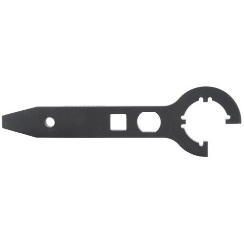 Denne robuste CAR-15/M4 buttstock wrenchen har presisjonsmaskinerte tenner for sikkert grep, og inkluderer nyttige verktøy som skrutrekker og momentåpning.