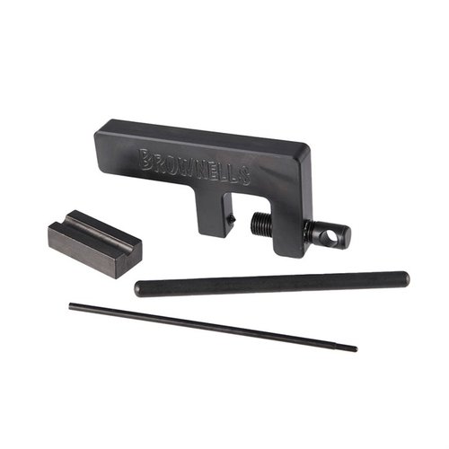 Brownells 1911 Plunger Tube Staking Tool sikrer plunger tube til rammen uten skade, med justerbar støtte og holdbare spisser for lang levetid.