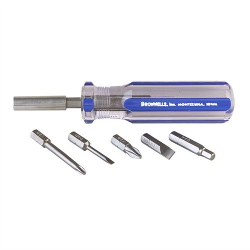 Brownells Remington 870/1100 Screwdriver Set har presisjonsbits, slitesterk konstruksjon og kompakt design, perfekt for vedlikehold av Remington shotguns.