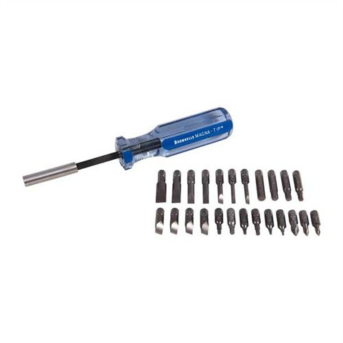 Brownells Standard Magna-Tip® Set tilbyr 24 bits med ergonomisk håndtak, holdbar konstruksjon og presis passform for effektivt våpenvedlikehold.