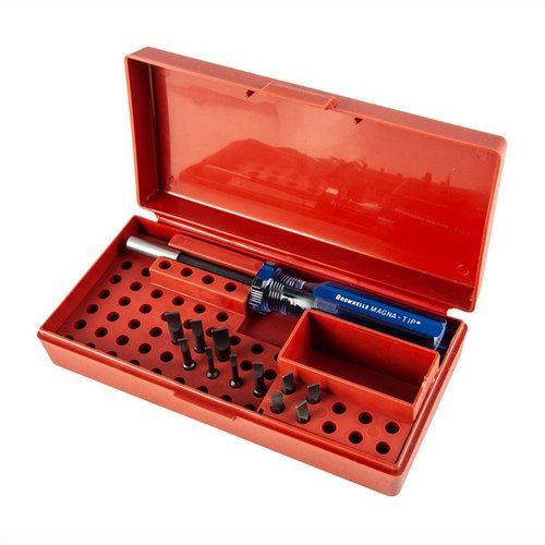 Brownells Standard Magna-Tip® Set #3 tilbyr 11 slotted bits, ergonomisk håndtak og holdbare materialer for presis våpenvedlikehold.