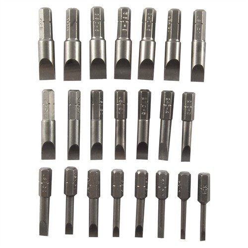 Brownells Magna-Tip® Super Set Add-On Pak gir 22 ekstra bits i herdet stål for presis vedlikehold av våpen, med holdbarhet og nøyaktig passform.