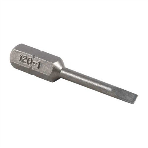 Brownells Magna-Tip Thin-Bit Set har 18 presisjonsfilerte bits i herdet stål, perfekt for ekstra-narrow skruehull, med solid eik blokk for organisert oppbevaring.