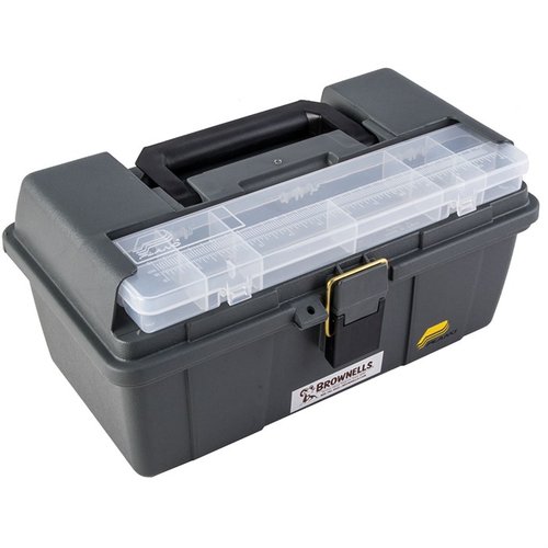 BROWNELLS CLASSIC ALL-PURPOSE TOOL BOX er en romslig og slitesterk verktøykasse i ABS-polymer, olje- og løsemiddelbestandig, perfekt for gunsmithing-verktøy.