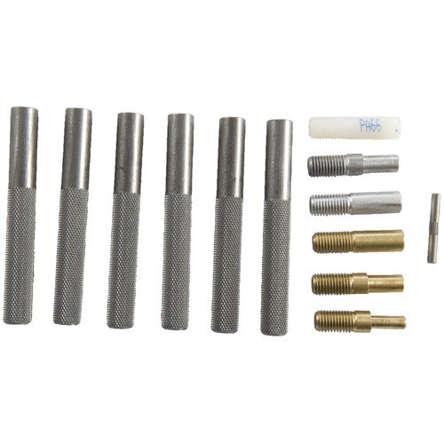 6 uunnværlige mar-frie puncher med slitesterk stålgrep, utskiftbare tips i Nylon, Messing og Aluminium for presisjonsarbeid uten skader.