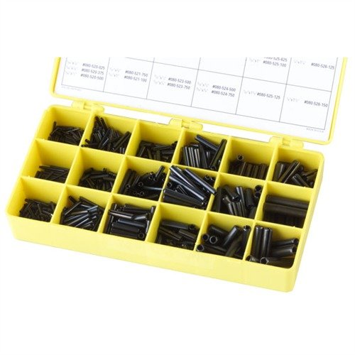 Dette BLACK ROLL PIN KIT inneholder 850 rullestifter i 8 dimensjoner, perfekt for våpen og andre verkstedjobber. Enkel å bruke, kuttes til ønsket lengde.