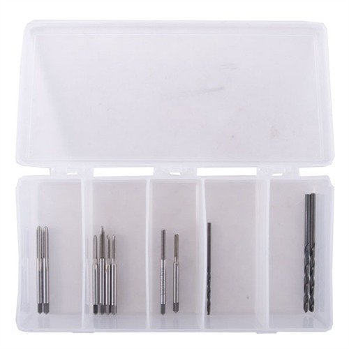 DRILL & TAP STARTER KIT fra BROWNELLS gir høy kvalitet for montering av fiberoptiske sikter og kikkertfester, med holdbare biter og presise gjenger.