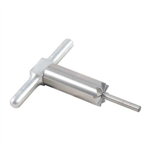 Herdet stål 90° muzzle facing cutter kvadrerer og reparerer munningskader. Inkluderer håndtak og pilot i en praktisk boks, med ekstra piloter tilgjengelig.