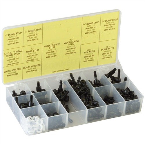 SLING SWIVEL STUD KIT fra UNCLE MIKES gir deg alle nødvendige deler for å spare penger og tid, samlet i en praktisk benkeboks.