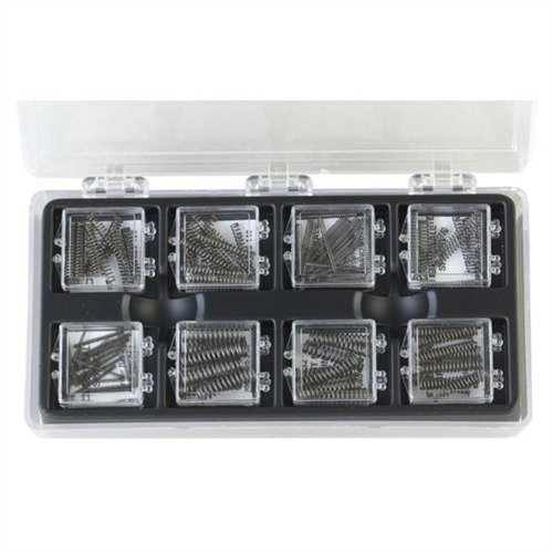 Med DETENT BALL SPRING KIT fra BROWNELLS får du 20 av hver av de åtte mest populære fjærstørrelsene, laget av herdet stål for maksimal verdi og presisjon.