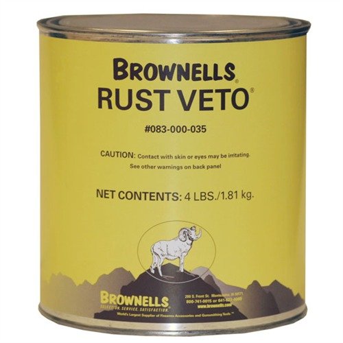 Brownells Rust Veto er en kraftig rustbeskytter som effektivt beskytter våpen mot rust og korrosjon i flere år, med enkel påføring ved oppvarming.
