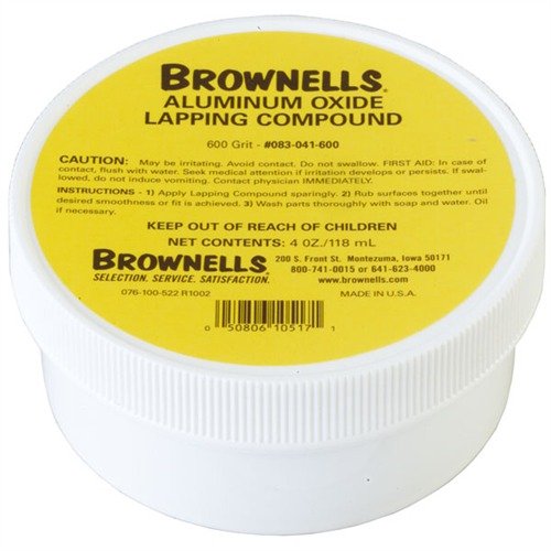 Lapping compound med aluminiumoksid i vannløselig base gir enkel rengjøring. Perfekt for presis tilpasning av semi-auto skinner og bolter.