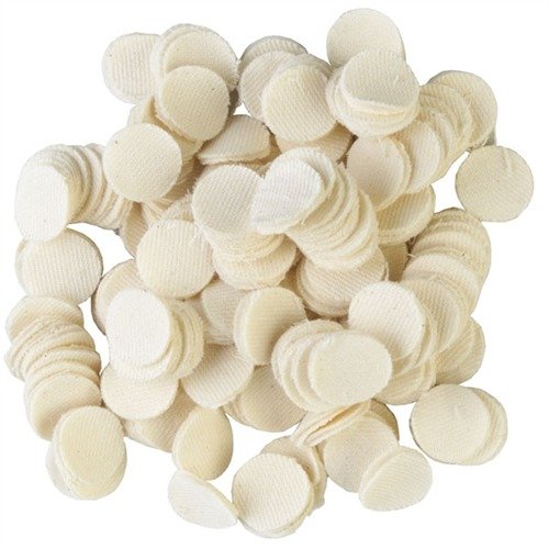 Ekstra slitesterke 100% bomullspatcher med fleecet og naturlig side, perfekt for grundig rengjøring av våpen. Pakker på 100 eller 1000.