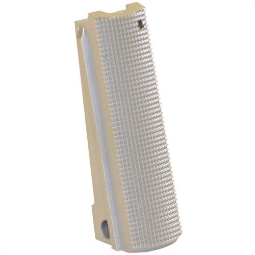 FLAT 1911 mainspring housing med 25 lpi checkering gir optimalt grep uten slitasje på hånd eller klær, perfekt for konkurranse, bæring og taktiske våpen.