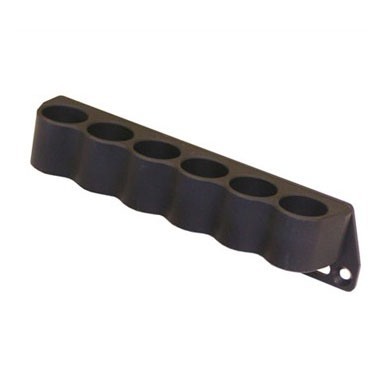 Rugged og lett aluminiums shotshell holder for 12 gauge, plasserer ekstra patroner på venstre side av mottakeren for rask og effektiv omlasting.