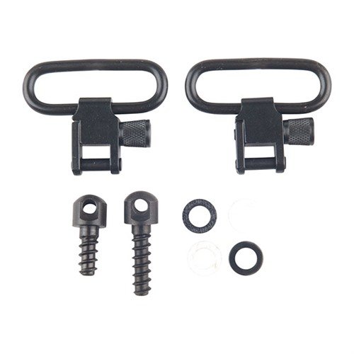 Grovtec US Rifle Sling Swivel Set er laget av stål uten plast, med rask frakobling og sikker festing, perfekt for flere rifler.