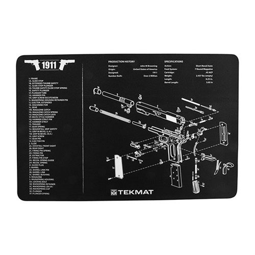 TEKMAT PISTOL GUN CLEANING MAT beskytter våpenets overflate under rengjøring, har detaljert diagram og er laget av holdbar neopren og myk polyester.