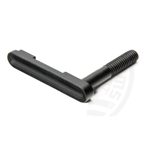 Forbedret AR-15 magasinfanger med robust ett-stykke design, lavere profil for mindre utilsiktet utløsing, og laget av sterk 8620 varmebehandlet stål.