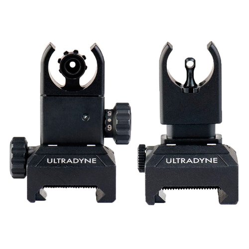 C4 Folding Front og Rear Sight Combo fra Ultradyne gir en konsentrisk siktebilde med Dynalign-teknologi, laget av 4140 Chrome Moly Steel og lett justerbar.