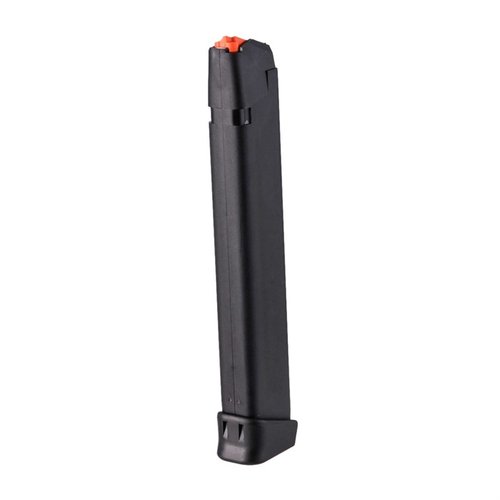 Velg ekte Glock® magasiner for maksimal ytelse og pålitelighet. Passer til Gen 4 Glocks med indikator for rundeantall og standard fabrikkbaseplate.