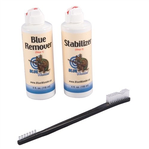 BLUE REMOVAL SYSTEM fjerner raskt gammel bluing og forbereder metallet for refinishing, og gir en kjemisk ren overflate på få minutter.